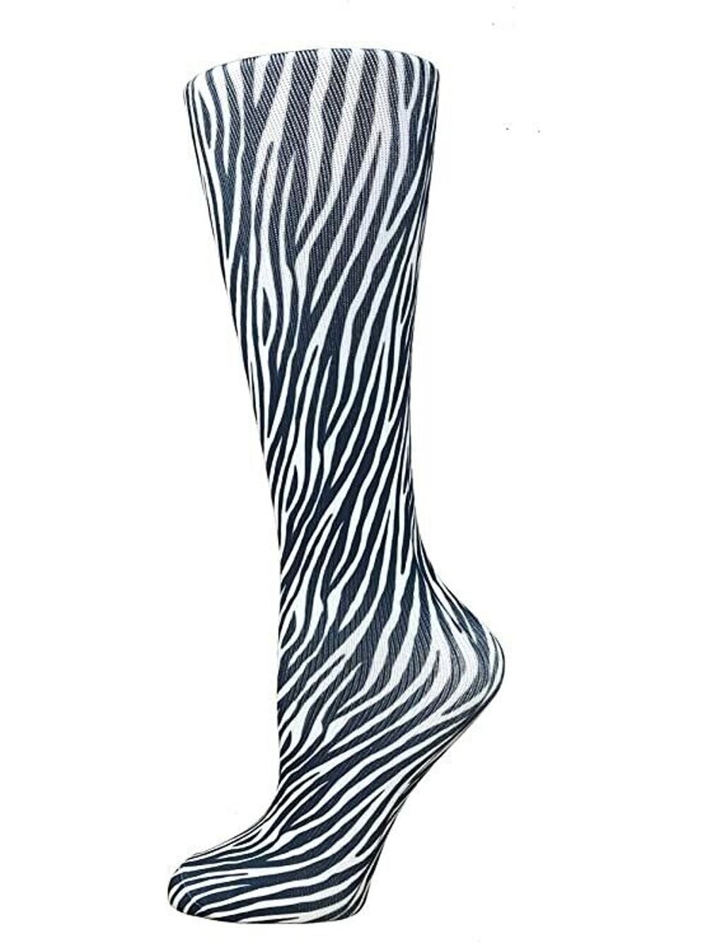NEW Cutieful Therapeutic Compression Socks Hose Fits Sizes 5-11 Zebra Stripe